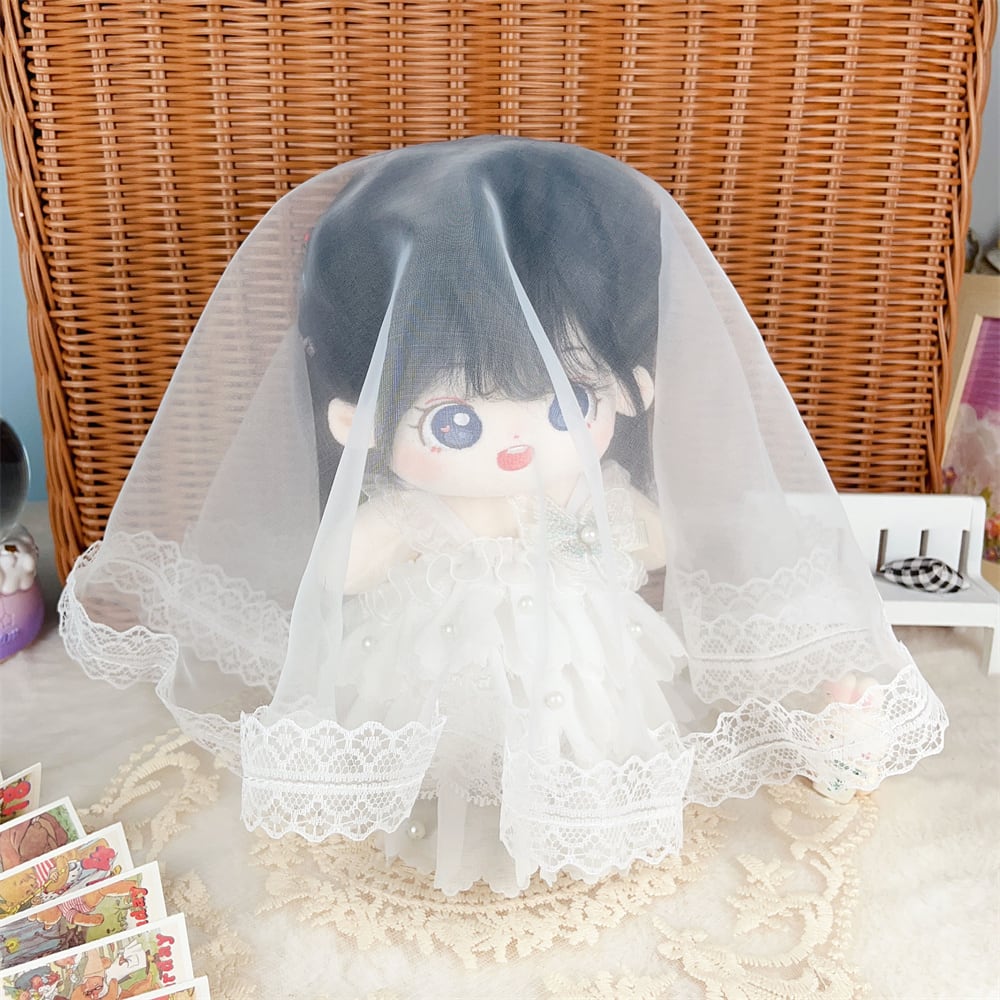 20cm ぬいぐるみ用 ホワイト 花嫁 ドレス＋ヴェール＋ブローチ 3点