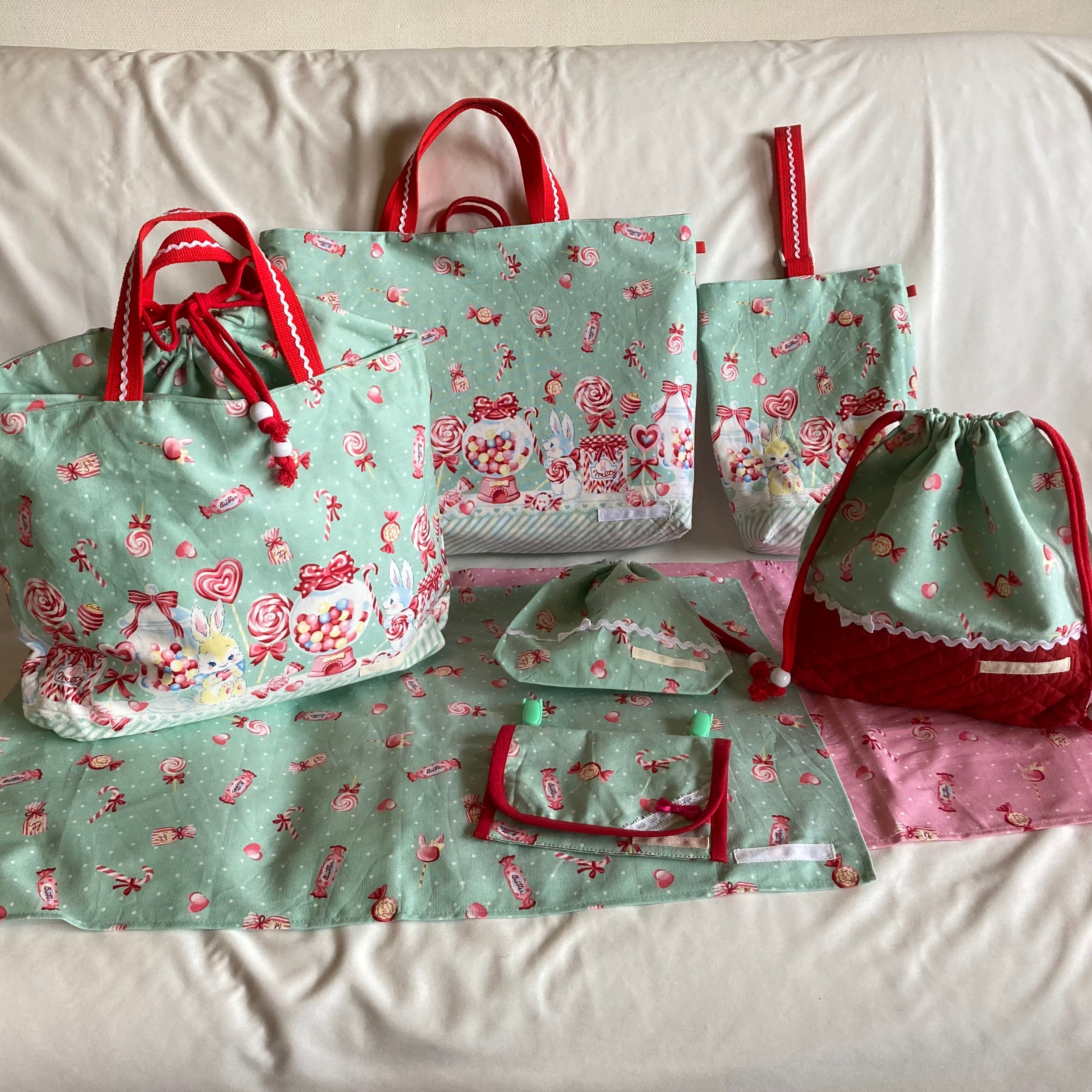 ランドセル肩カバー花柄くすみブルーリボン女子