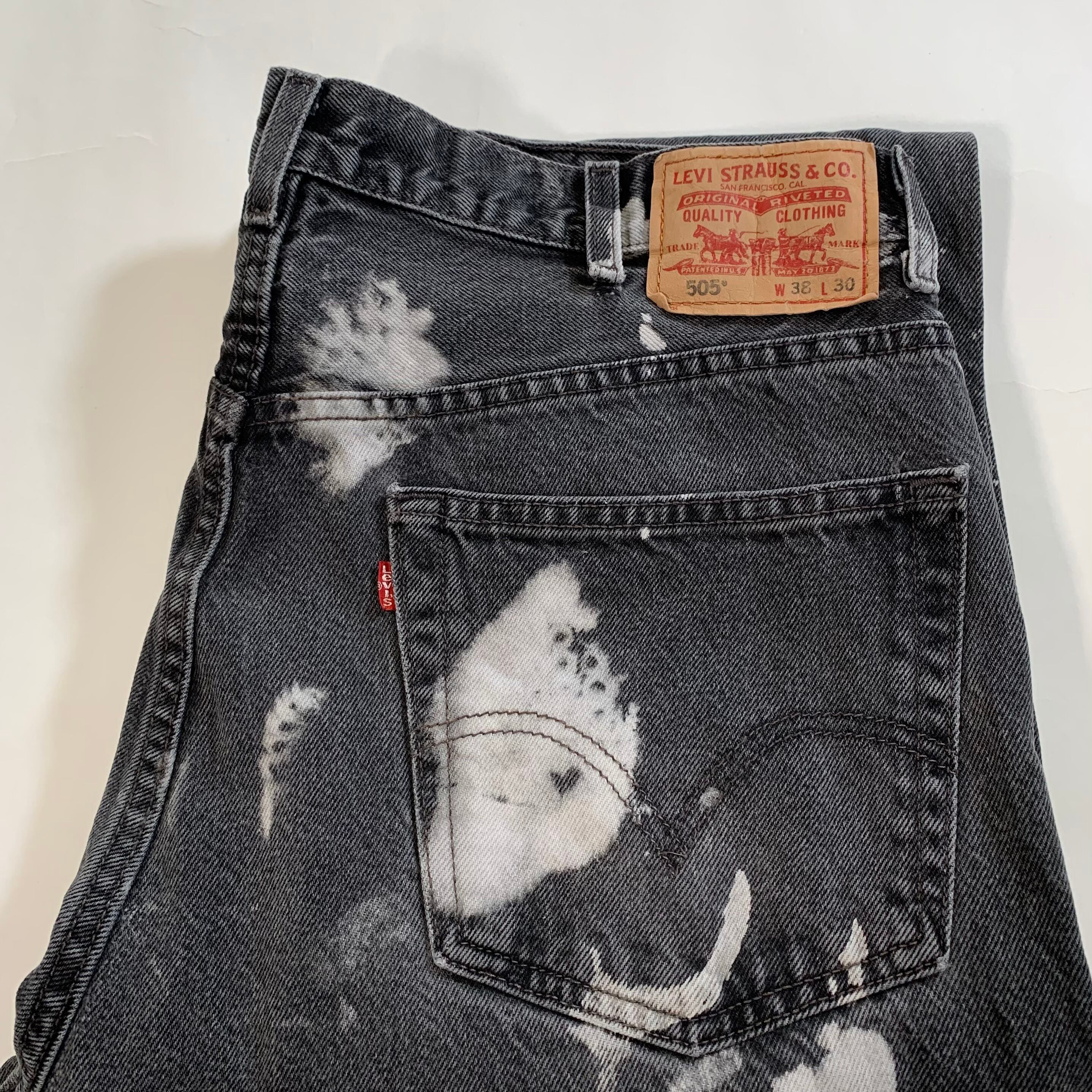 8879 リーバイス 505 ブラックデニム 脱色加工 色落ち良好 W38 | San 
