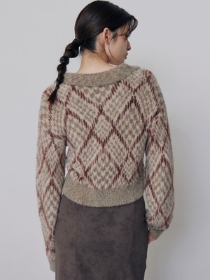 Shaggy Check Polo Knit / BEIGE