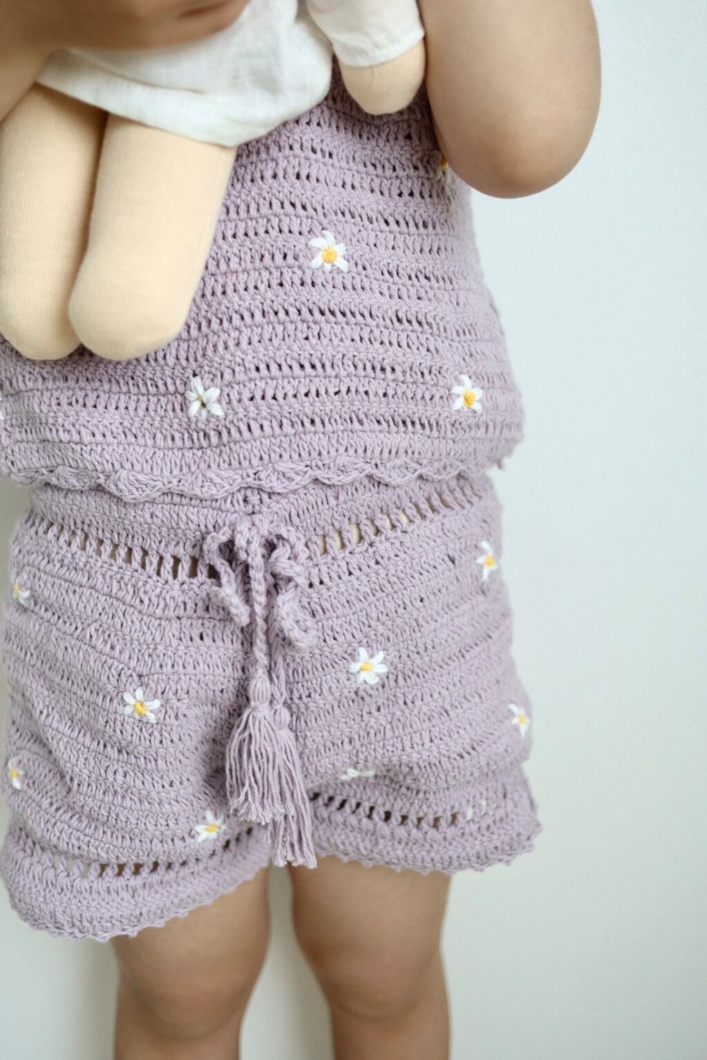 【Nothing But Amor】Daisies crochet shorts lavender