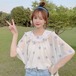 ✞ スリーブシャツブラウス刺繍シフォントップス 大人ガーリー スウィート キュート カジュアル ✞ゴスロリ SM ミリ 甘ロリ クラロリ 和ロリ エレガント 黒ロリ 姫ロリ 華ロリ BB-BB8851057