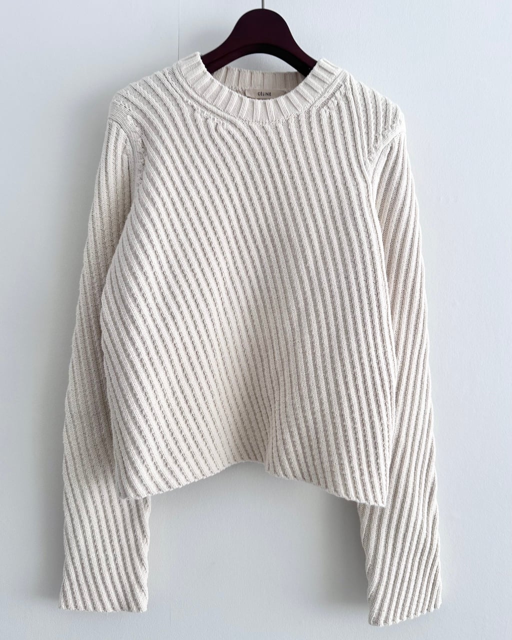 CELINE/cottonニット/フィービー期 CELINE / セリーヌ | フィービー期 カシミヤ混 Vネック チャンキー
