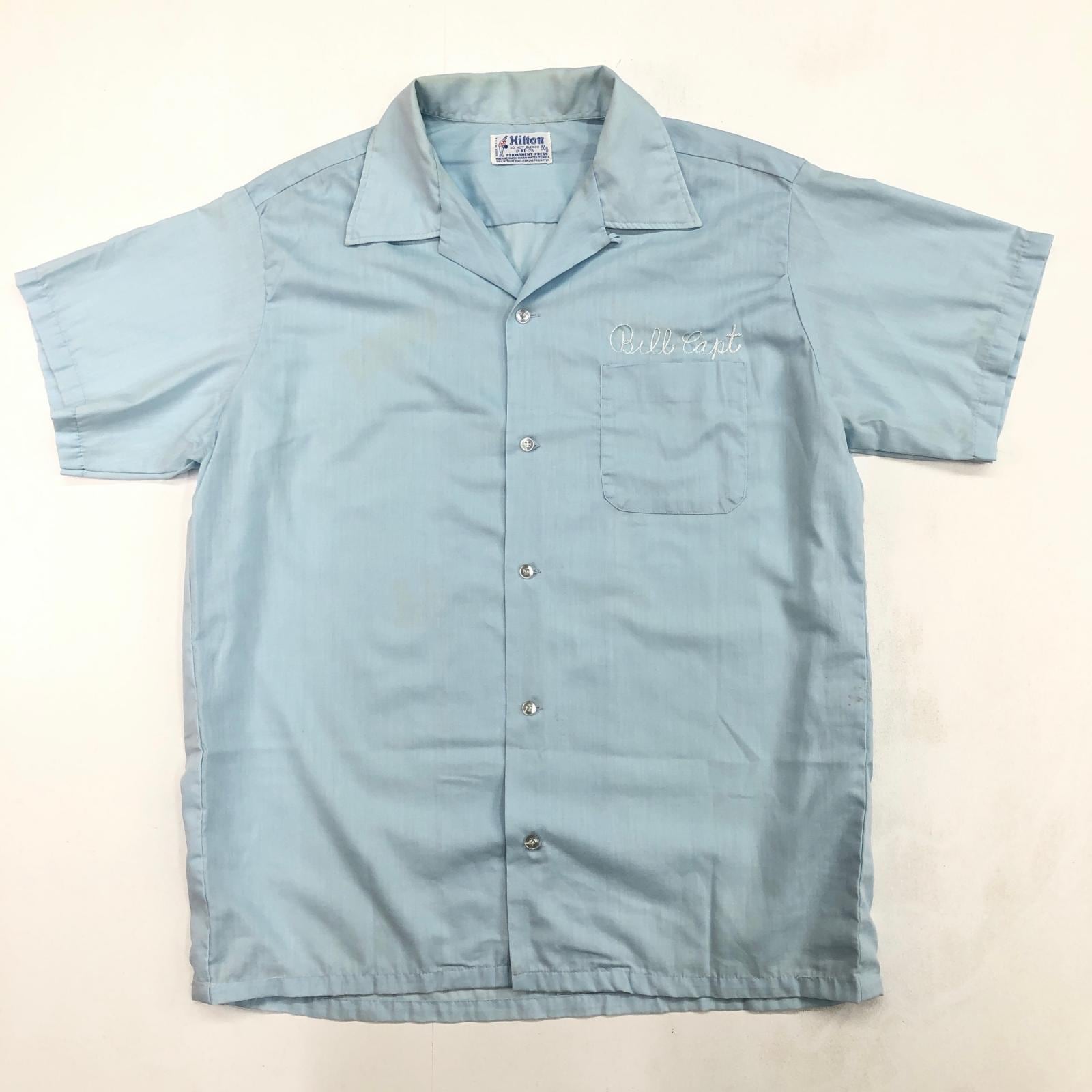 70年代 USA製 Hilton ヒルトン ボーリングシャツ 2XL〜3XL相当 HILTON ヒルトン 70年代 USA製 PERMANENT PRESSタグ 胸刺繍 プリント