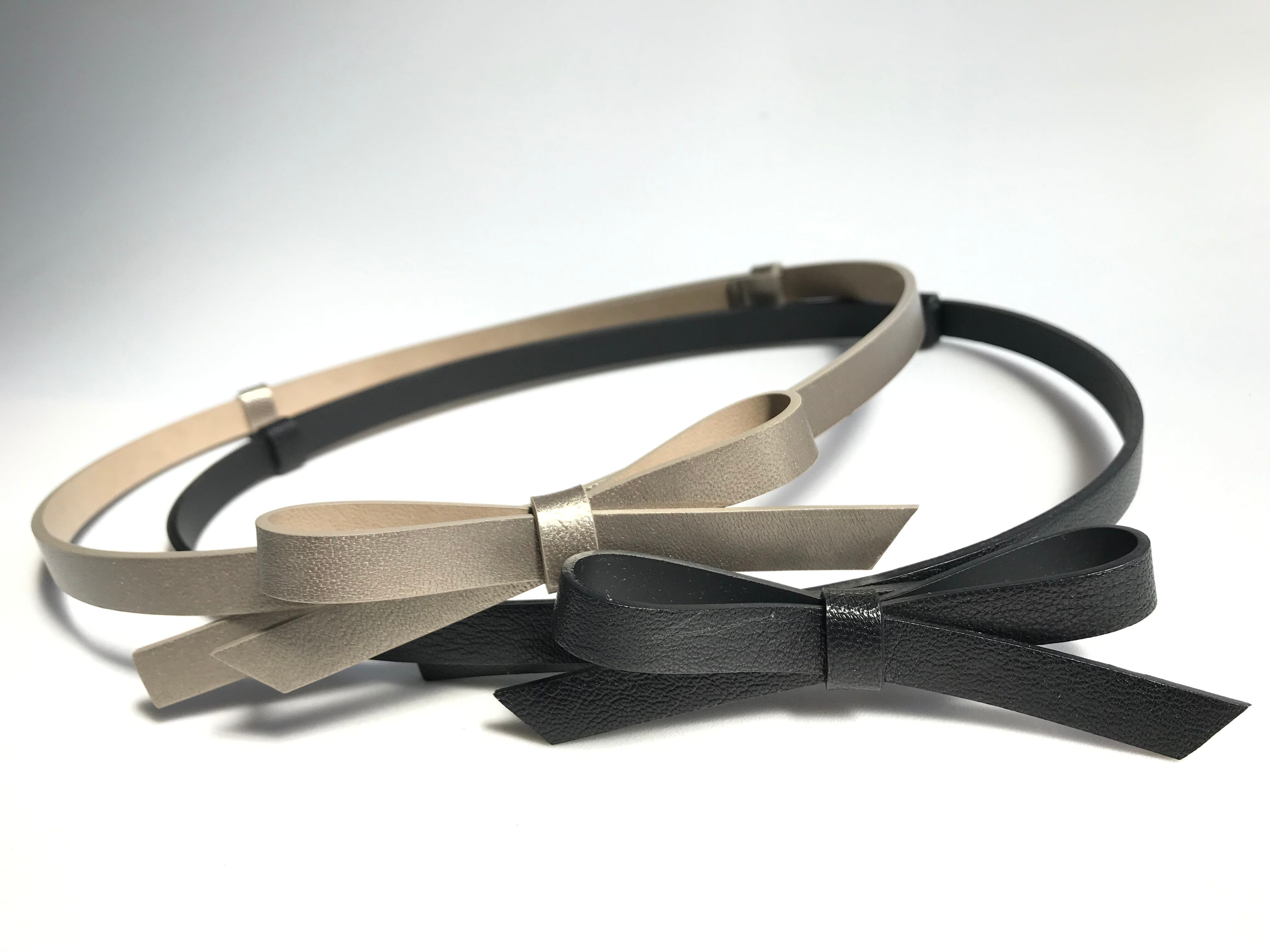 レディースリボン細ベルト | nakasho belt 日本製ベルト、革小物の中正