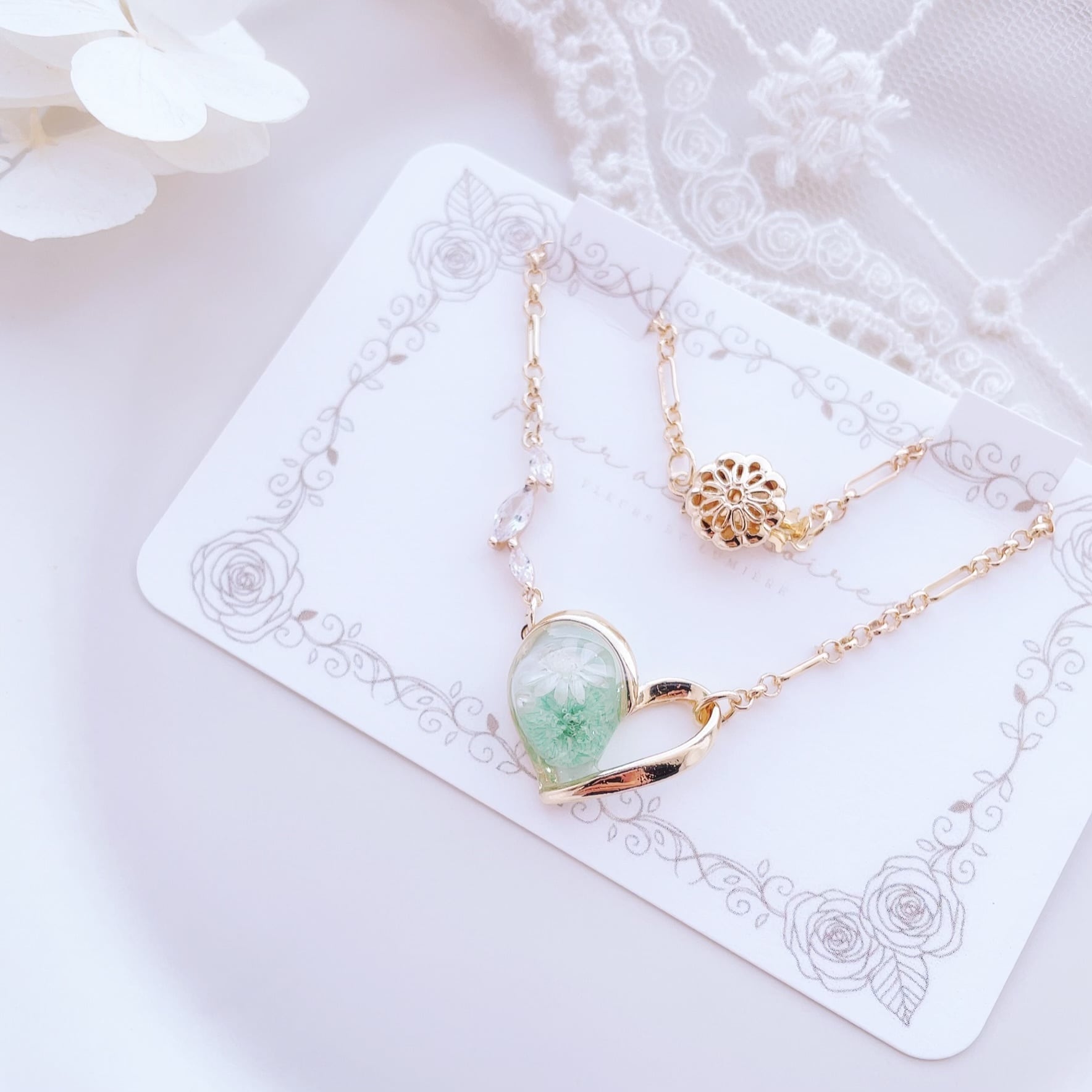 【選べるゴールドorシルバー】Melty "メルティ" ジルコニアブレスレット(cream mint)