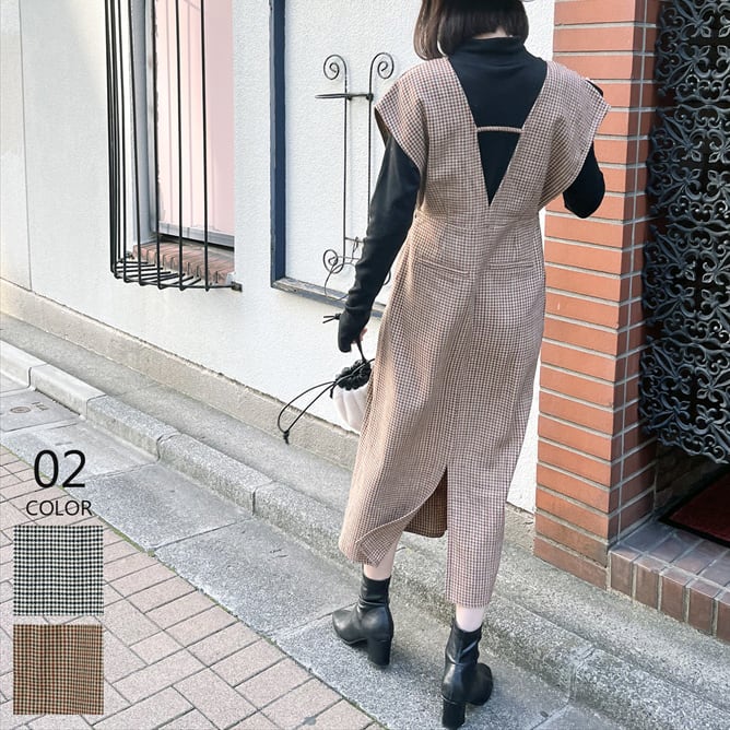 【秋冬のレイヤードスタイルに抜け感プラス★チェック柄ジャンパースカート】ガンクラブチェック柄ジャンパースカート2カラー