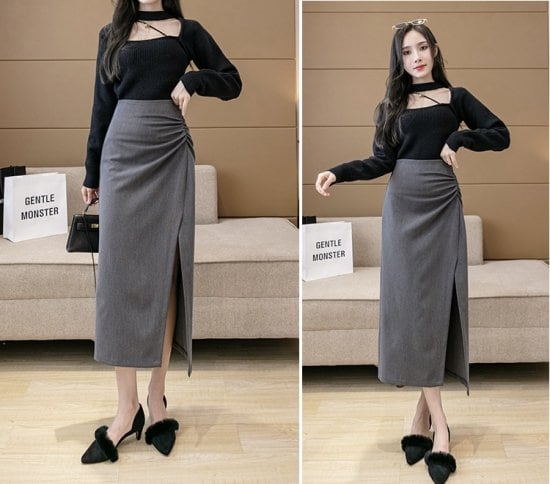 スカート ロング 黒 ロングタイトスカート タイトスカート