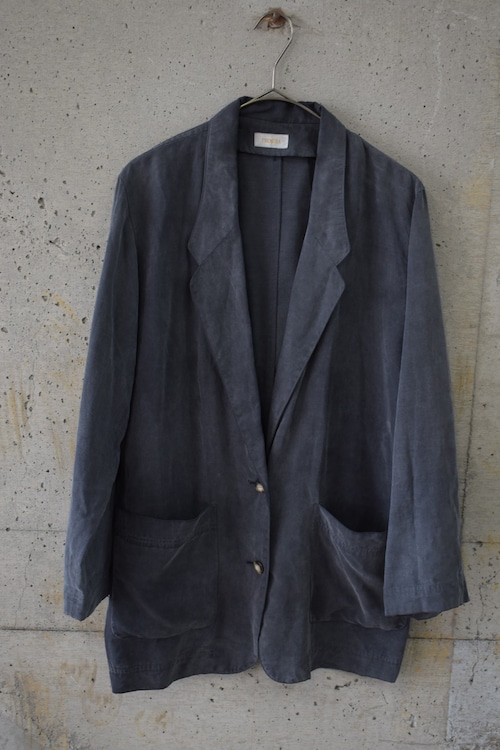 Soft-touch charcoal black single-breasted jacket