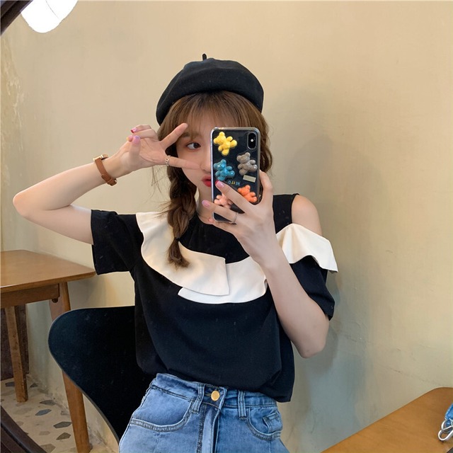 【MumuIns 】 Uネック ショットTシャツ  A0032