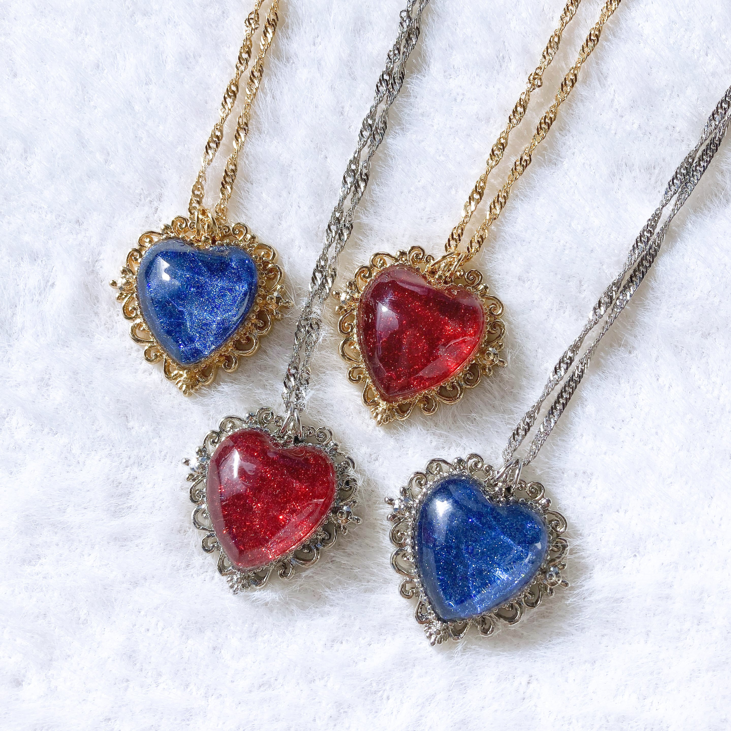 ビックハートのラメネックレス（レッド） | マルベリコ