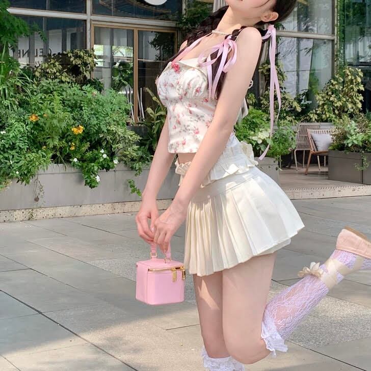 レディース セットアップ キャミソール ノースリーブ サスペンダー 花