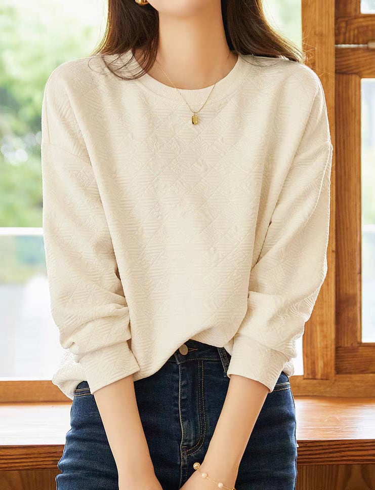 Quilted long-sleeved top L0765