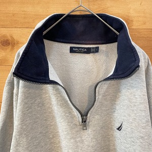【NAUTICA】ハーフジップ スウェット ワンポイント 刺繍ロゴ L ノーティカ US古着