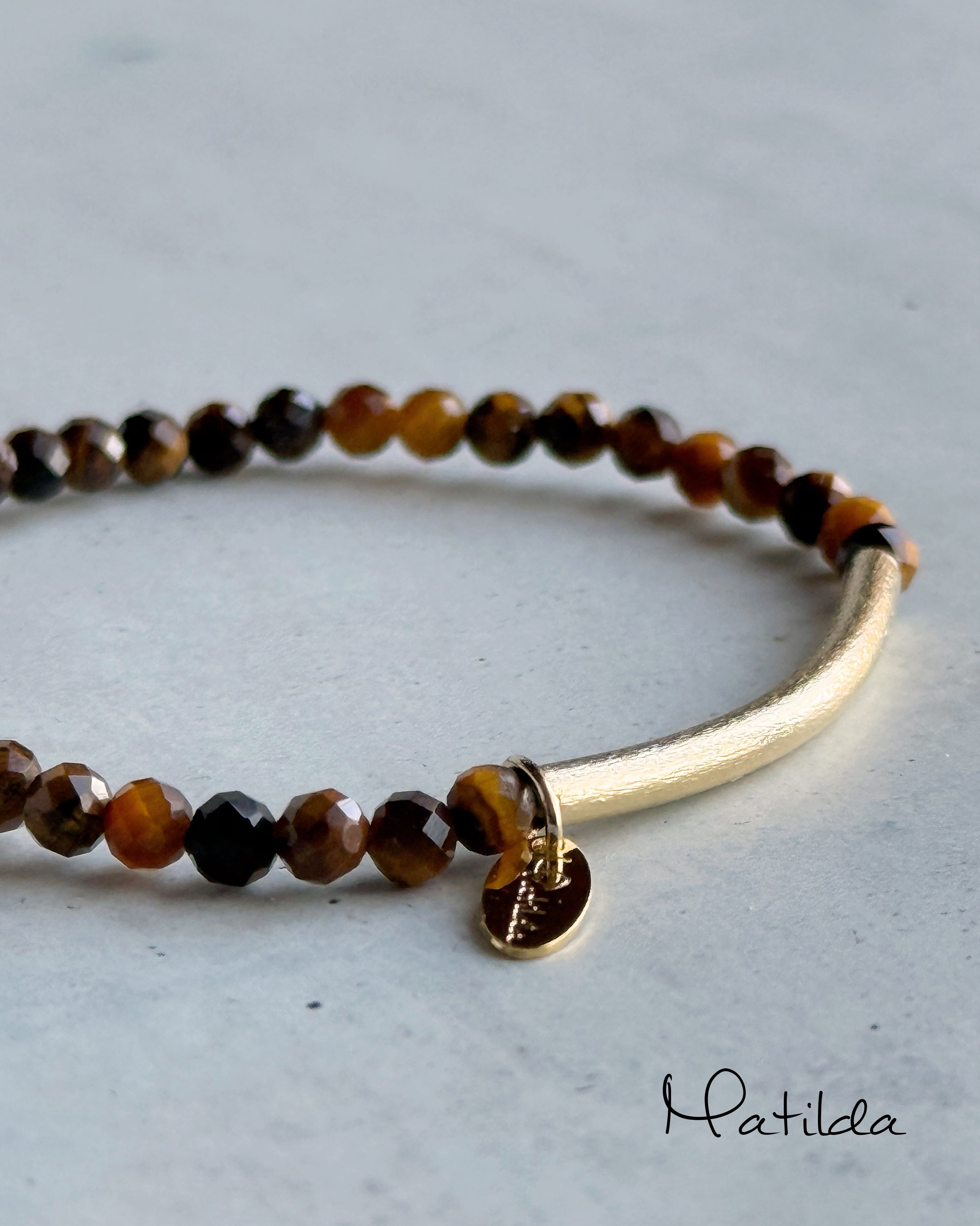 Tube & stone bracelet(タイガーアイ)