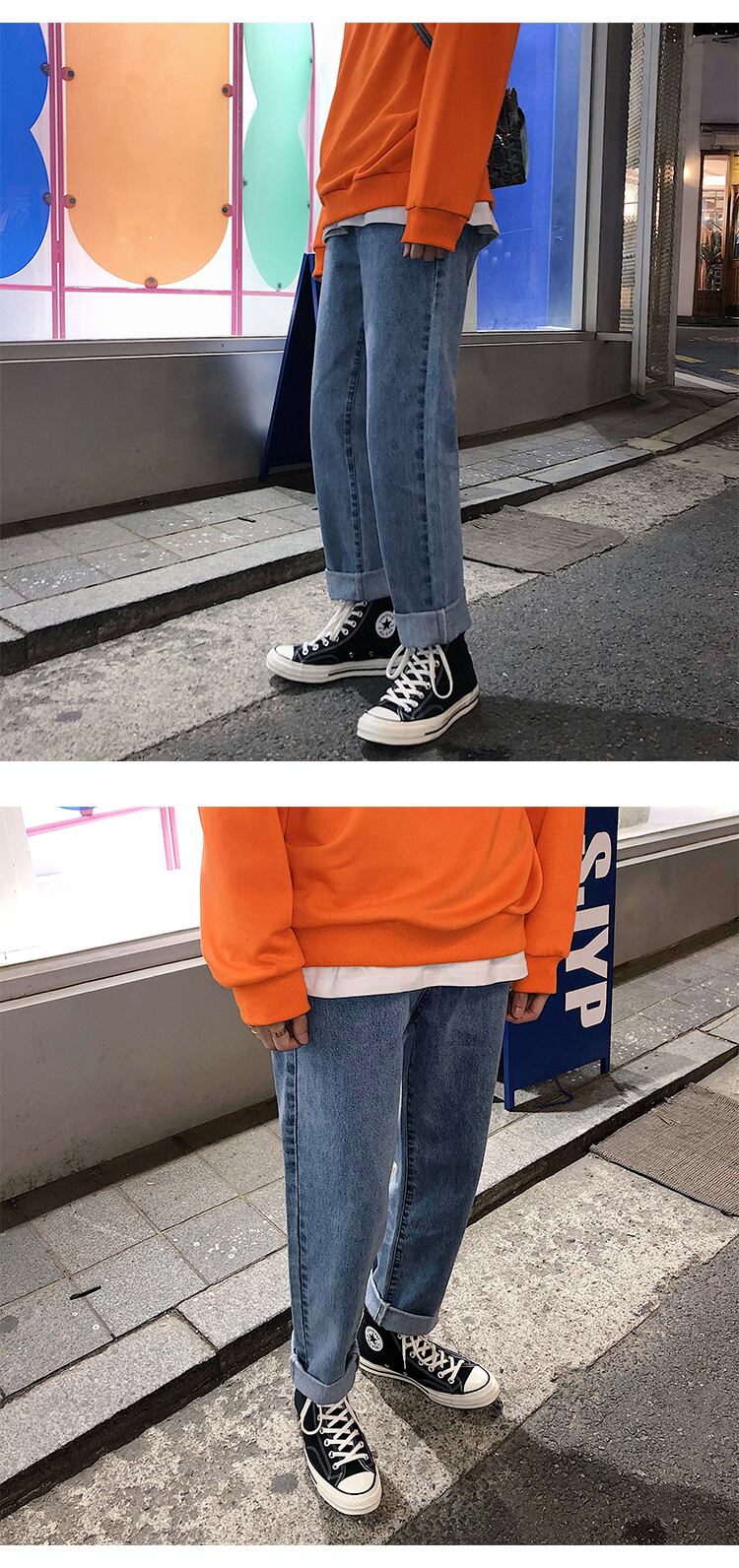 全2色 デニム パンツ ストレート カジュアル 無地 おしゃれ