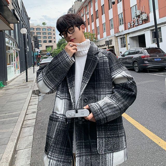 予約販売】ジャケット メンズ チェック柄 グレー ブラウン ドレス