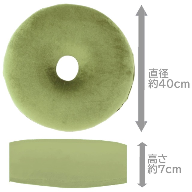 メリーナイト クッション 低反発円座クッション 「もちとろん」 オリーブグリーン 直径約40㎝ チェアパッド ウレタン ドーナツ型 リビング 座布団 在宅勤務 自宅 オフィス デスクワーク ドライブ MTR1001-50