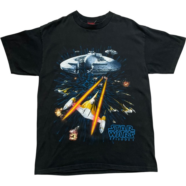 《XL》StarWars スターウォーズ Tシャツ 両面プリント ラバープリント シングルステッチ ブラック USA製 90年代 vintage  no.10573