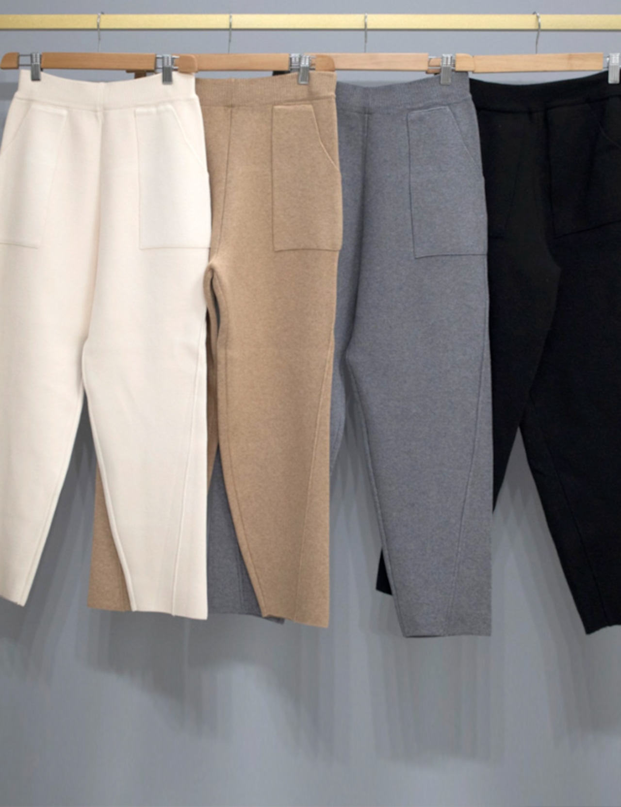 【訳あり】Simple Knit Jogger Pants_Ivoryのみ
