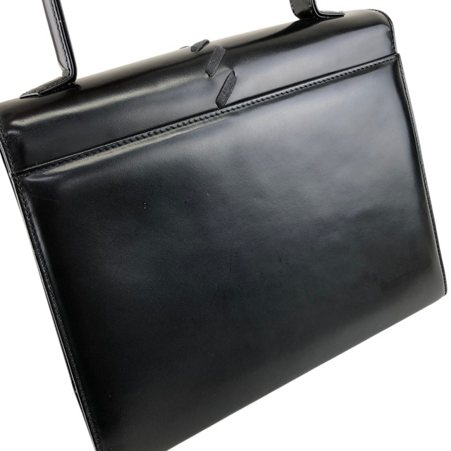 Yves Saint Laurent イヴ・サンローラン ハンドバッグ ブラック ステッチ レザー トップハンドル vintage ヴィンテージ オールド 5rym7i