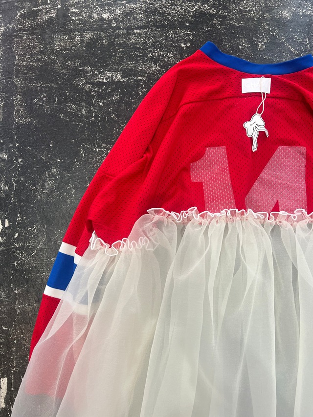 Game shirt x organdie one-piece / short