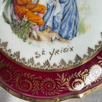 ボンボニエール　ロマンス柄　金彩レリーフ　陶器小物入れ　フランス 12OTdx2