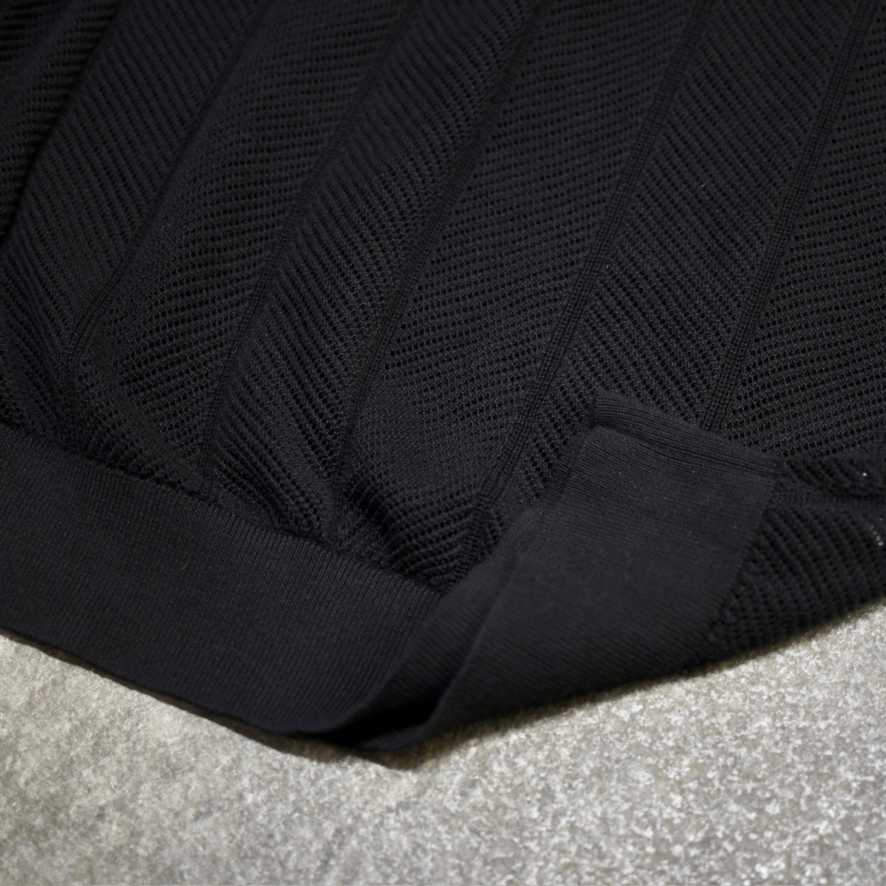 mesh knit polo black