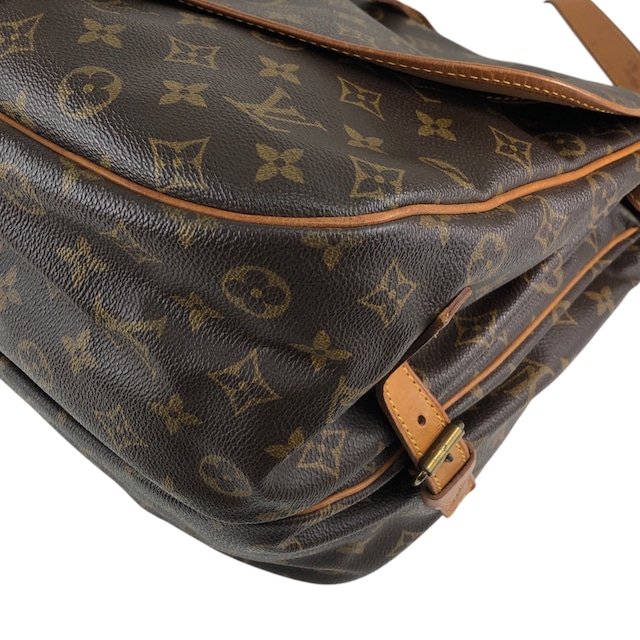LOUIS VUITTON ルイヴィトン モノグラム ショルダーバッグ ブラウン PVC レザー ソミュール 30 M42256 vintage ヴィンテージ オールド 38nfh4