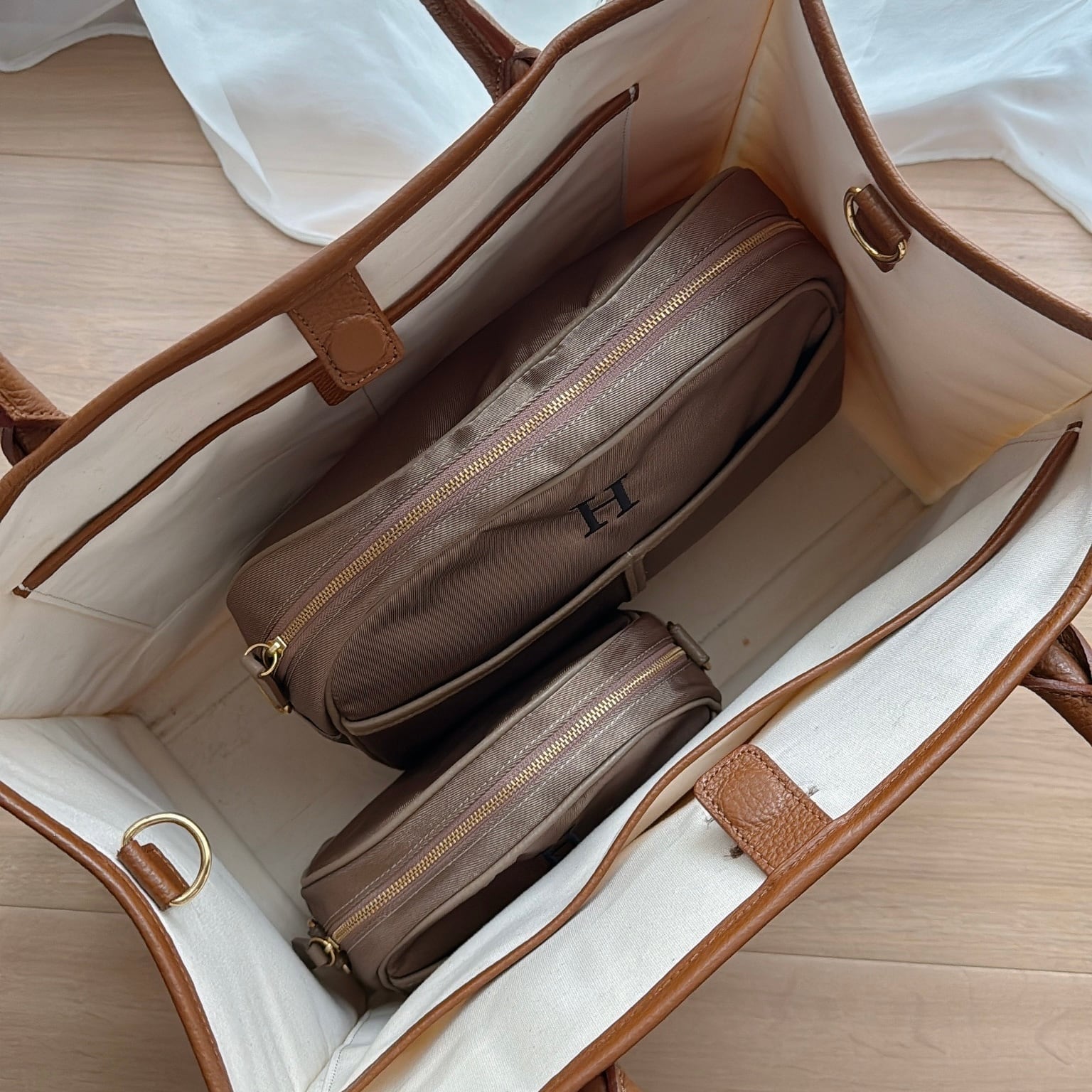 Buddy. canvas bag large【WHT×BRN】 | NapA