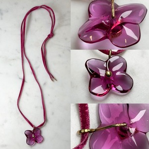 BACCARAT k18 × crystal flower pendant