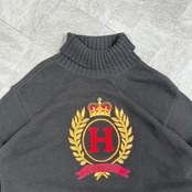 【極上】トミーヒルフィガー タートルネックニット 90s ロゴ刺繍 神配色 美品