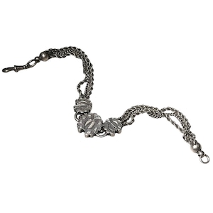 antique victorian silver triple chain bracelet " butterfly? "