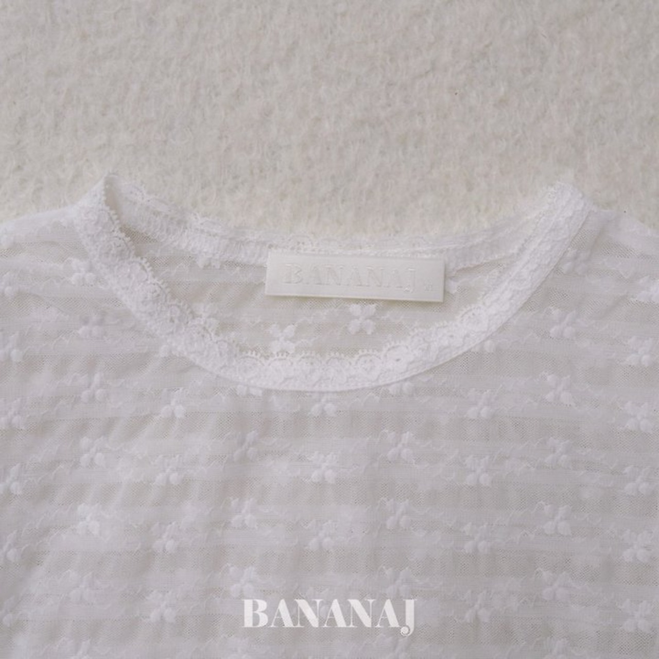 韓国子供服 / BANANA J / 26Autumn / リズム フラワー レースTシャツ / 秋服 / キッズ *XS~JS*
