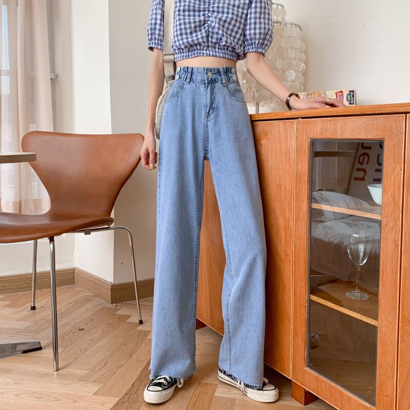 ジーンズ スプリングハイウェスト薄手パンツ ルーズロング 春物 1号婦人43941968146