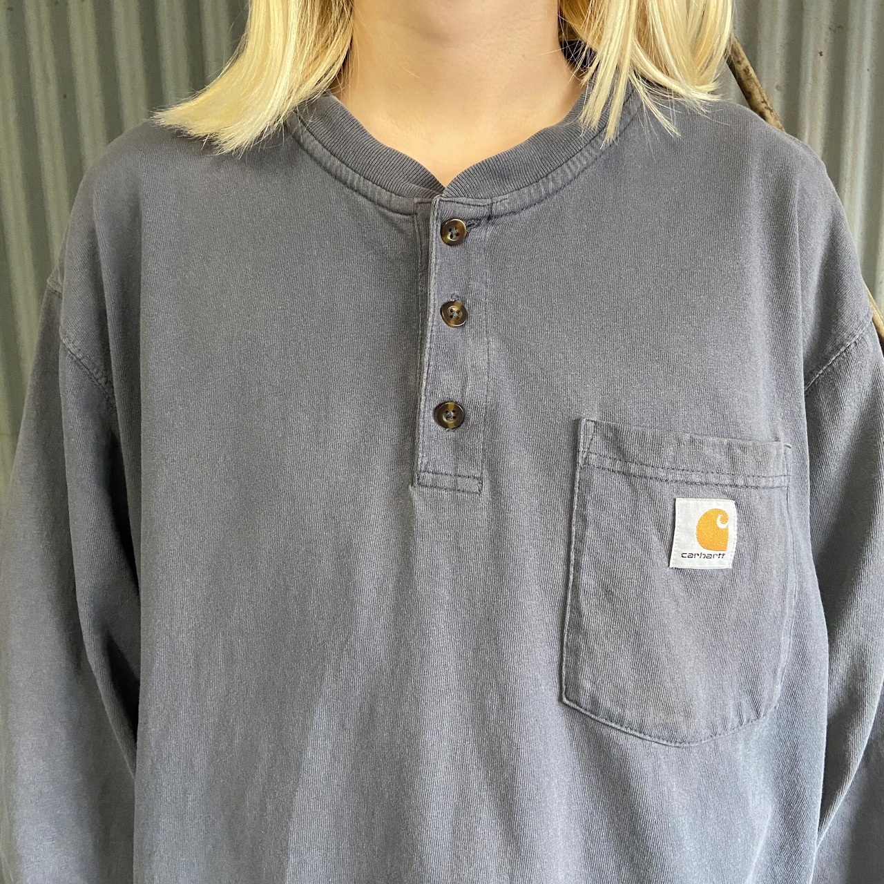 Carhartt カーハート ヘンリーネック ワンポイントロゴ ポケット 長袖T 