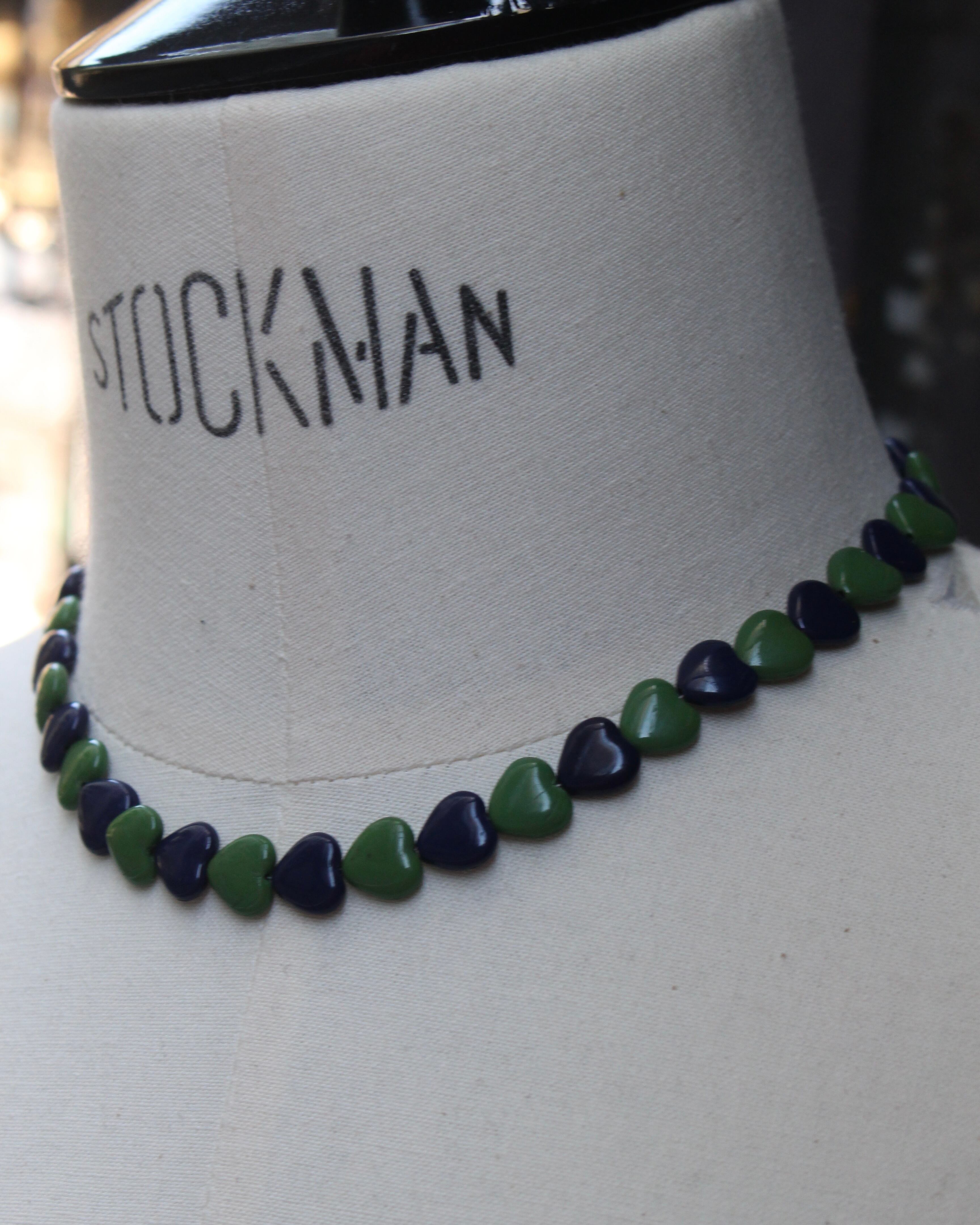 Daniel et lili【60's vintage heart choker -green×navy-】