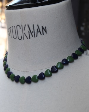Daniel et lili【60's vintage heart choker -green×navy-】