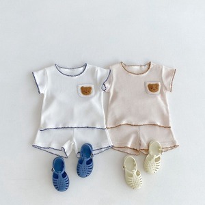 【BABY】クマ刺繡柔らかいセットアップ