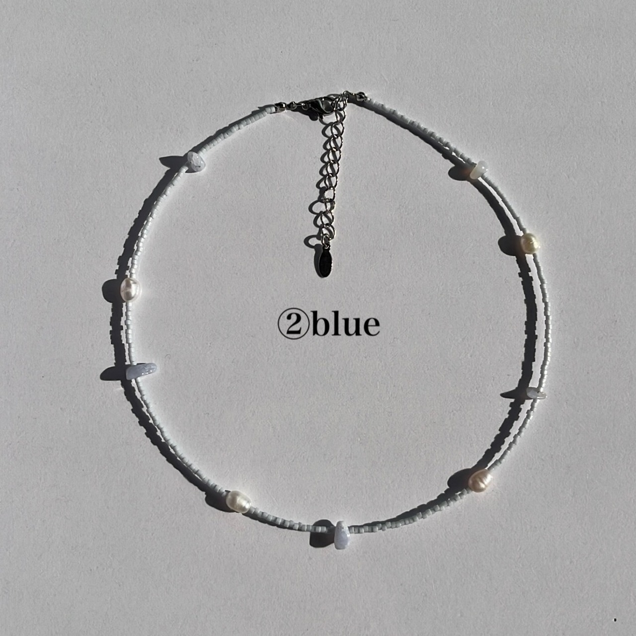 ［3色展開] 天然石 × パール ビーズネックレス ［SSN045］