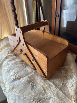 木製2段ミニソーイングボックス 裁縫箱