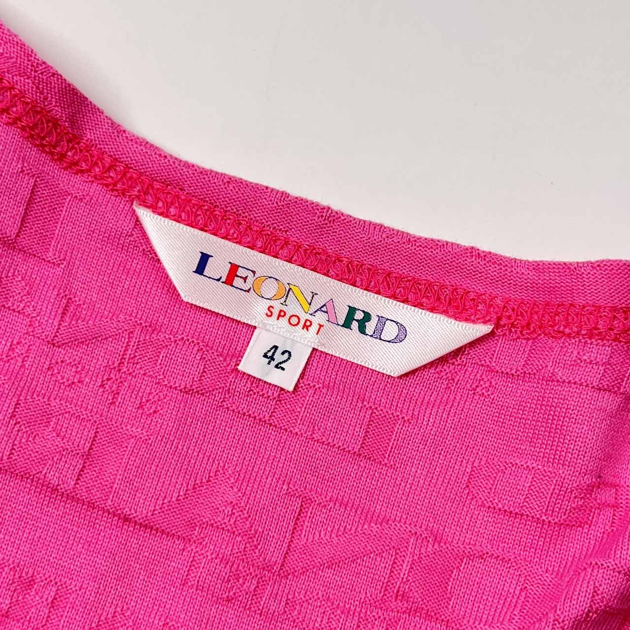 LEONARD SPORT レオナール スポーツ ロゴ デザイン 半袖 Tシャツ カットソー 42/ピンク レディース