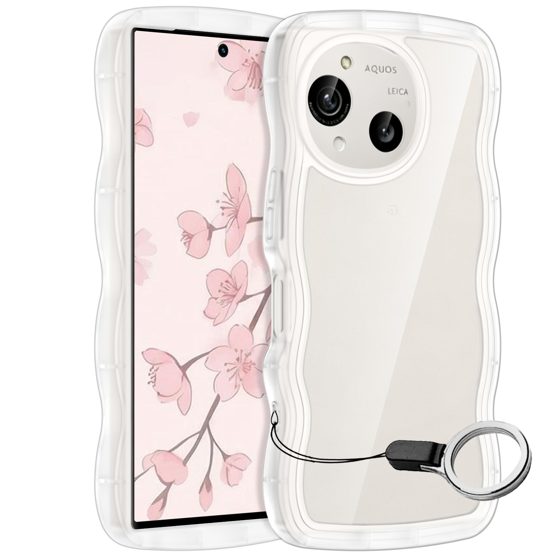 HILEGENER for AQUOS R10/AQUOS R9 かわいい ケース うねうね 耐衝撃 SH-51F/SH-51E SH-M28 用滑り止め スマホケースウェーブ デザイン 手にフィット TPUカバー 可愛い シリコンバンパー 波状エッジ ソフトシェル ケース 人気 ストラップホール付き(純透明)