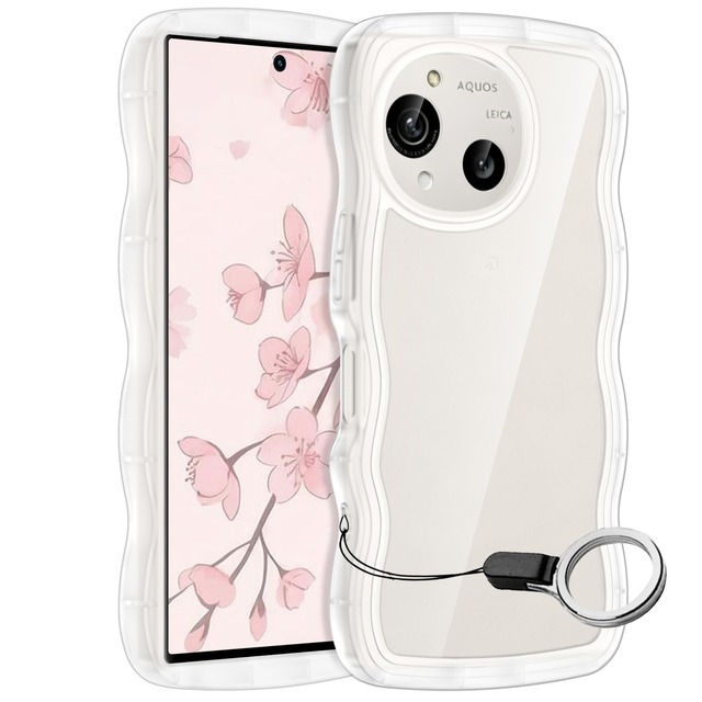 HILEGENER for AQUOS R10/AQUOS R9 かわいい ケース うねうね 耐衝撃 SH-51F/SH-51E SH-M28 用滑り止め スマホケースウェーブ デザイン 手にフィット TPUカバー 可愛い シリコンバンパー 波状エッジ ソフトシェル ケース 人気 ストラップホール付き(純透明)