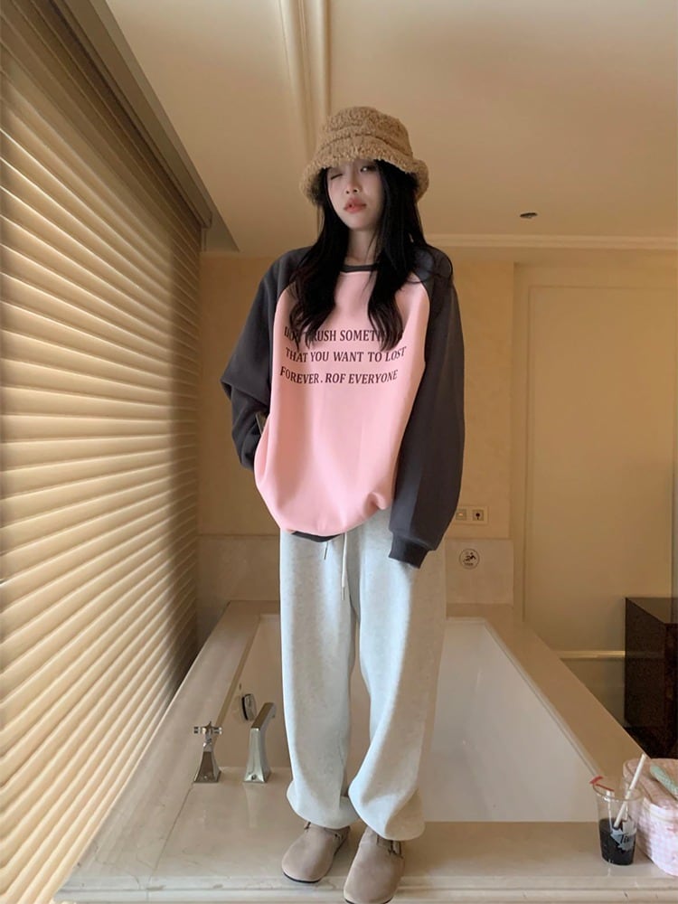 韓国通販 dgo】ラグランスリーブ プルオーバー プリントスウェット