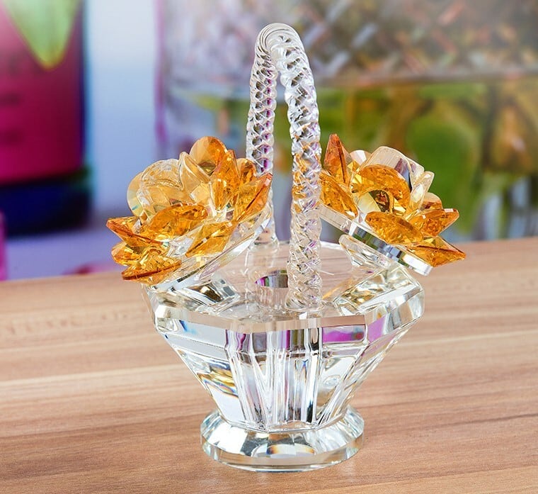 オブジェ フラワー バスケット K9 クリスタル 置物 オーナメント