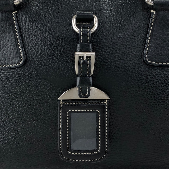 PRADA プラダ ハンドバッグ ブラック ロゴ型押し レザー ミニボストン vintage ヴィンテージ オールド wuztbm