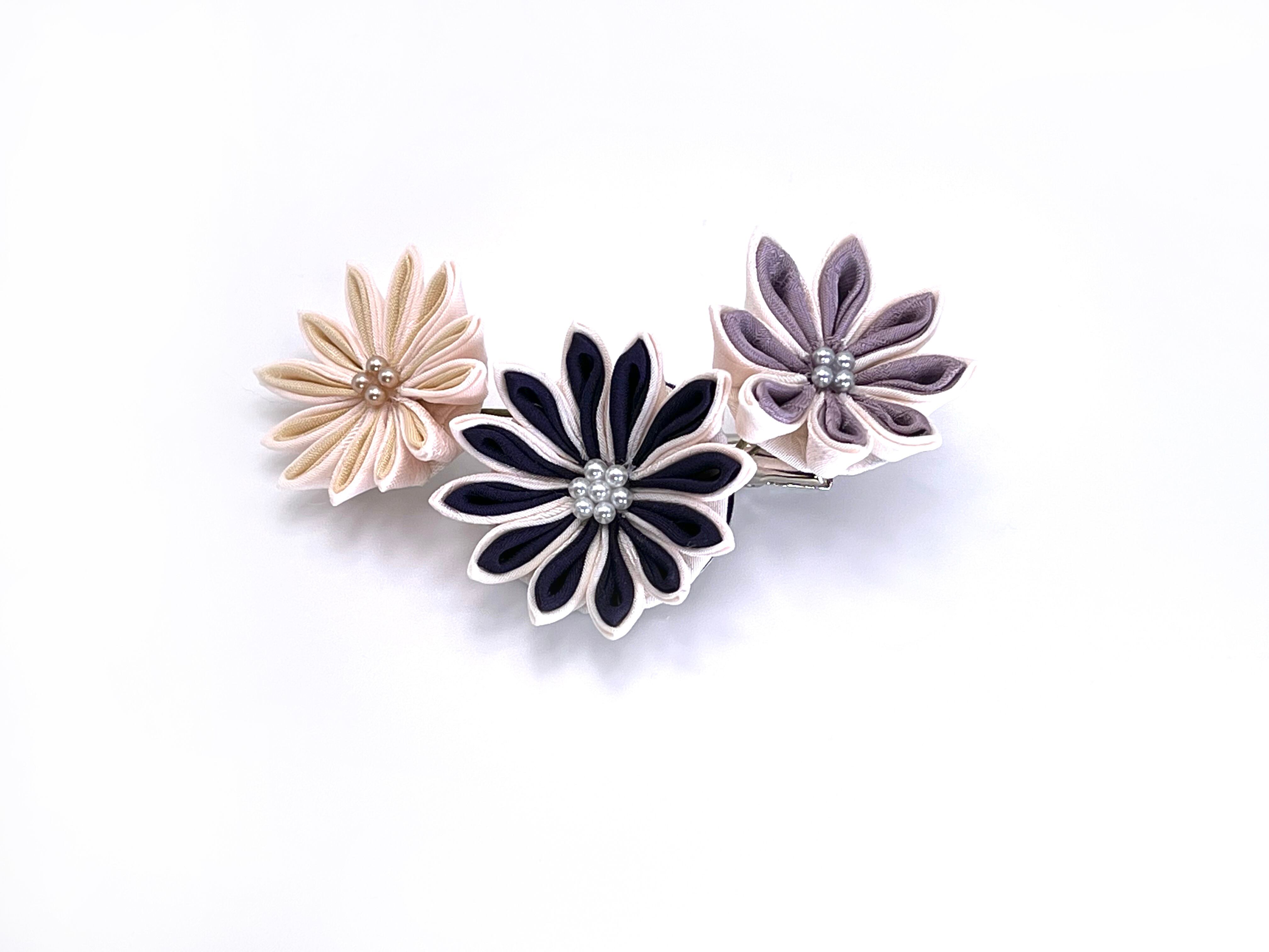 Fuji Bouquet Yellow Purple Medium Purple Hair Clip 1 Zaiku