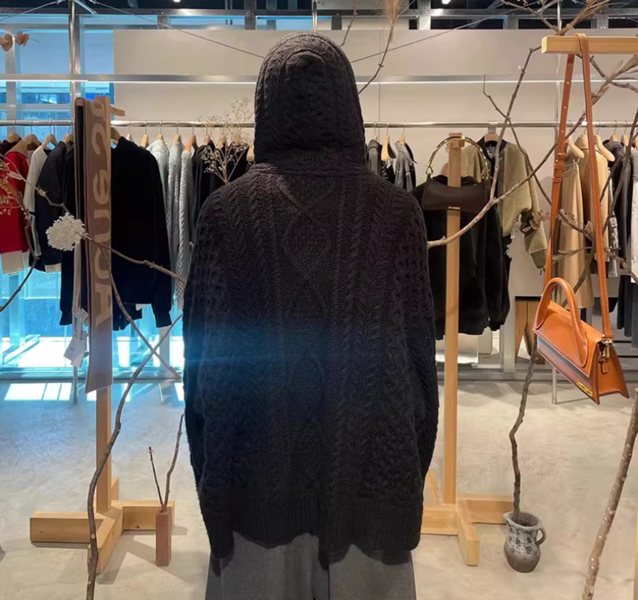 Unisex Cable Hood Knit Hoodie/3color_T13・画像4