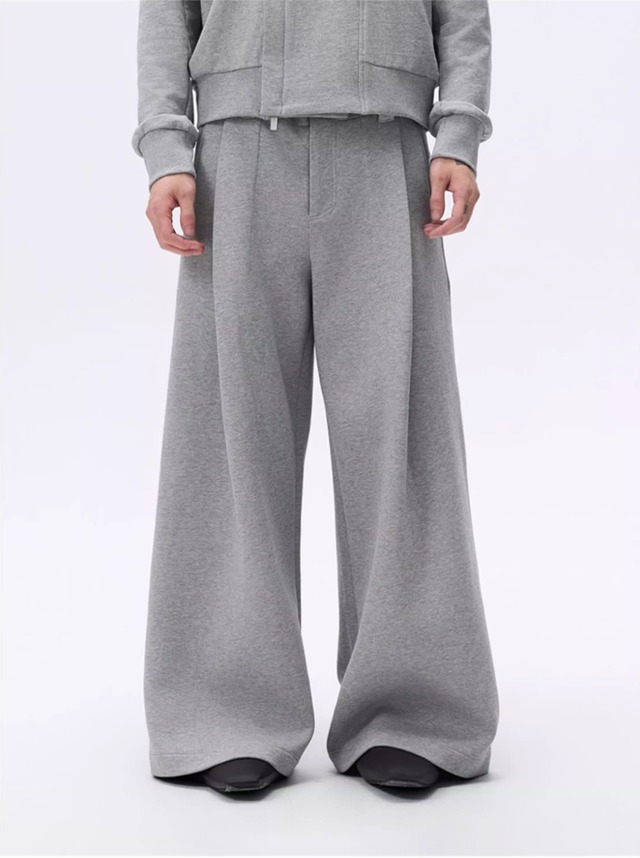 Gray Loose Leaf Wide Leg Sweatpants 0016